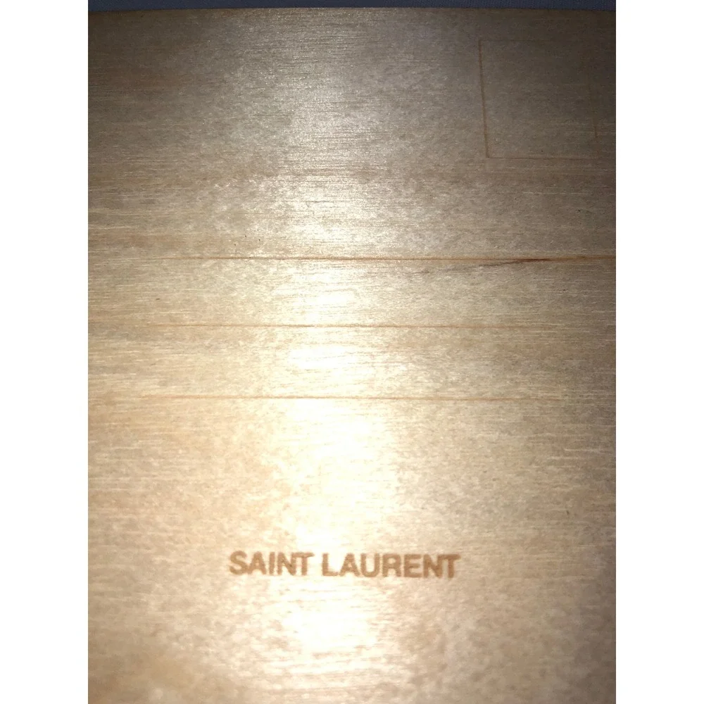 Saint Laurent Wooden Postcard Tan Logo Stationery Made in Germany 732099 YCL05